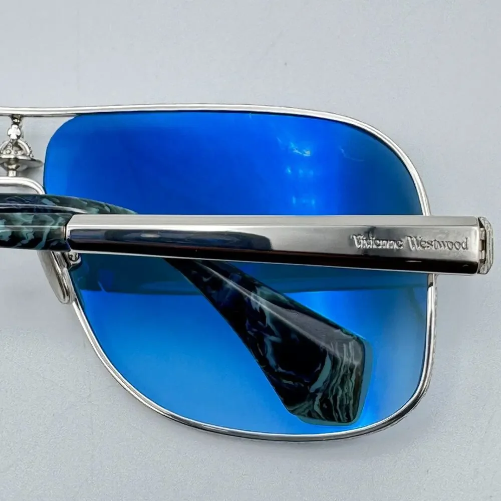 Vivienne Westwood Sunglasses Keith VW5101 800 Silver Aviator Gradient Lens 63mm